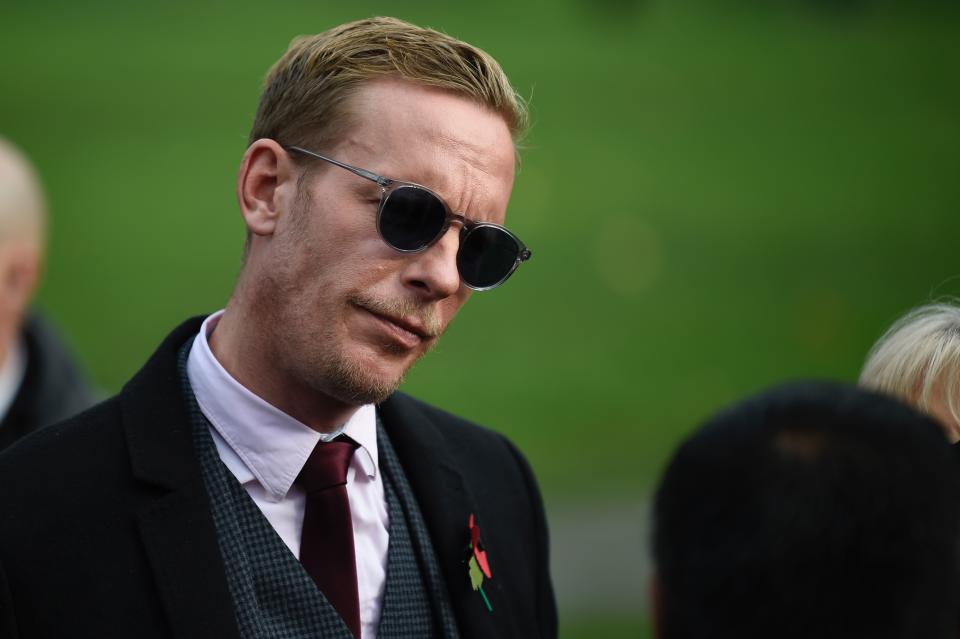 Laurence Fox, leader of the Reclaim party, attends a Remembrance Sunday ceremony at the Royal Artillery War Memorial in Hyde Park Corner, in London on November 8, 2020. - Remembrance Sunday is an annual commemoration held on the closest Sunday to Armistice Day, November 11, the anniversary of the end of the First World War and services across Commonwealth countries remember servicemen and women who have fallen in the line of duty since WWI. This year services have been cancelled or paired back due to the novel coronavirus COVID-19 pandemic. (Photo by DANIEL LEAL-OLIVAS / AFP) (Photo by DANIEL LEAL-OLIVAS/AFP via Getty Images)