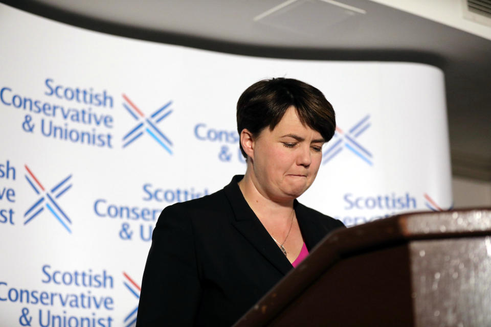 Leader of the Scottish Conservatives Ruth Davidson during a press conference at Holyrood Hotel in Edinburgh, following her announcement that she has resigned as leader of the Scottish Conservatives, saying holding the post had been the "privilege of my life".