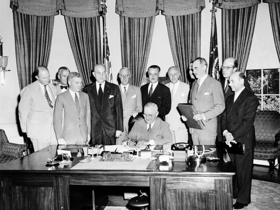 Truman signing North Atlantic Treaty