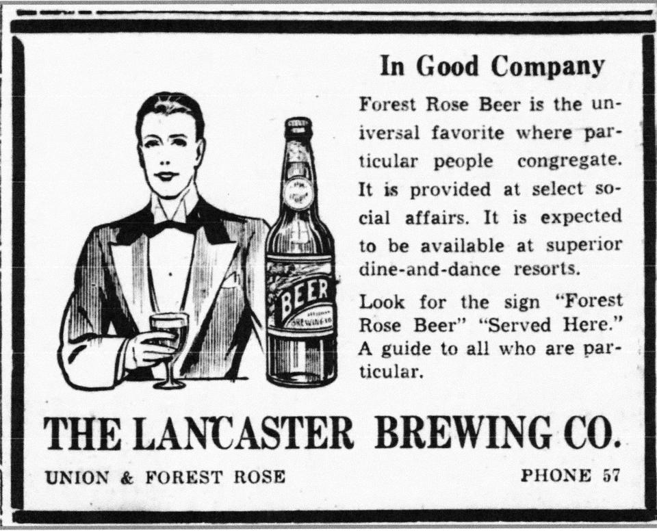 This Lancaster Brewing Co. appeared in the Daily Eagle 6 Feb. 1935 and shows two uses of "Forest Rose."  The ad promotes Forest Rose Beer and gives the brewery's address as Union and Forest Rose.