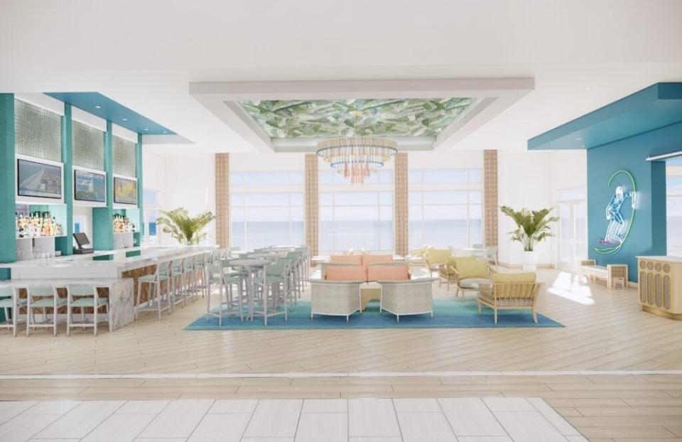 The Lobby Bar sets the tone for an oceanfront getaway at Ellie Beach Resort Myrtle Beach.