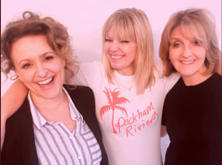 From left: Nadia Sawalha, Kate Thornton, and Kaye Adams on the latest episode of White Wine Question Time