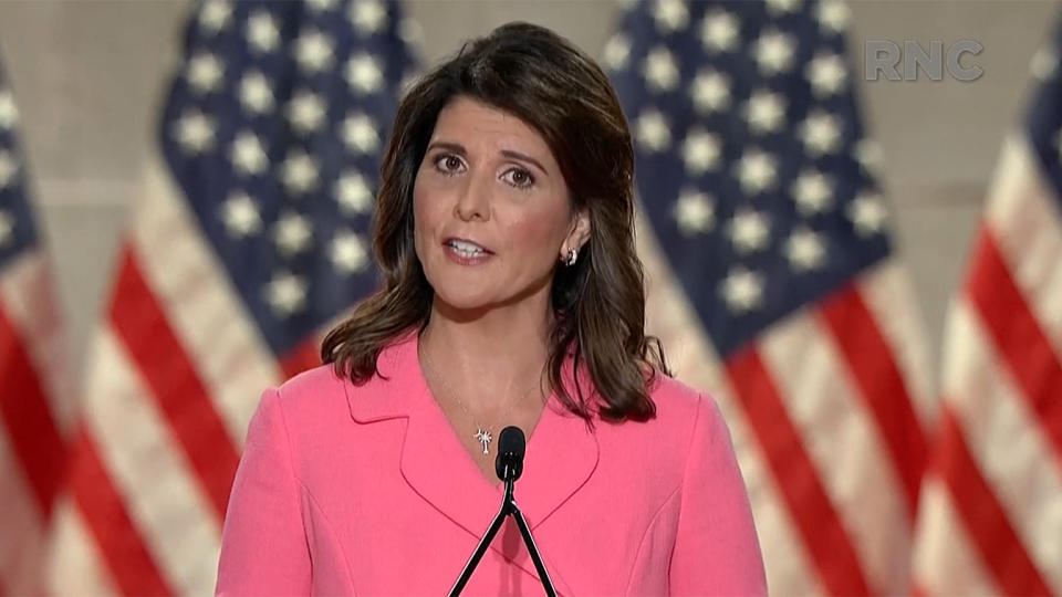 Nikki Haley speaks during the virtual Republican National Convention on August 24, 2020. (via Reuters TV)