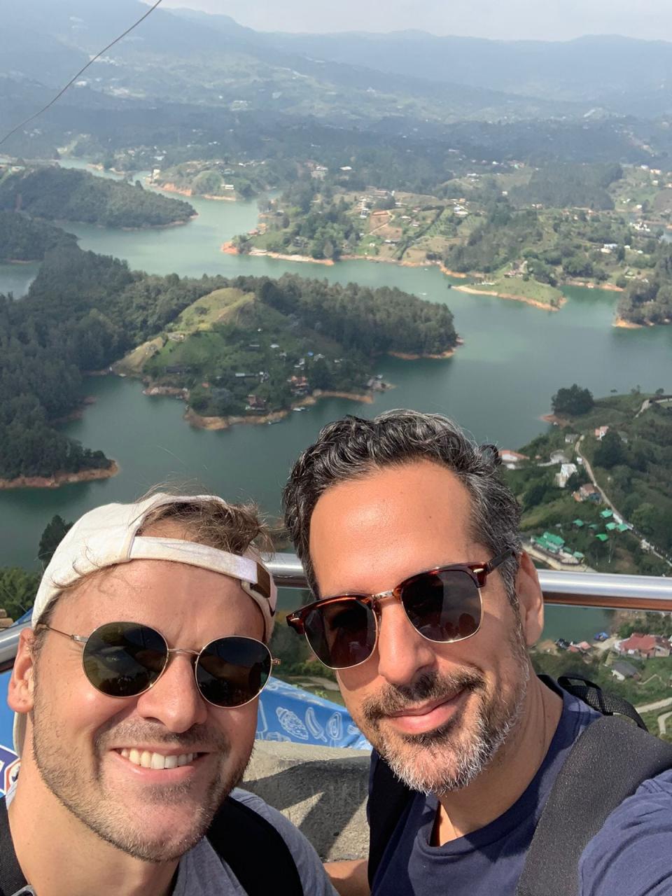 The author (left) and his partner visiting the natural monument El Peñón near Medellín, Colombia