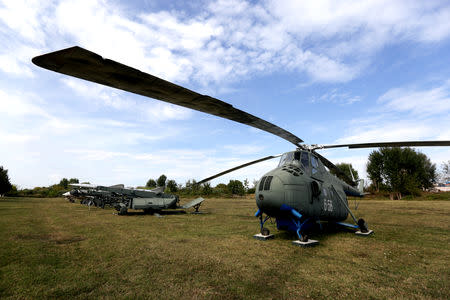 A Mi-4 helicopter is pictured in Kucova Air Base in Kucova, Albania, October 3, 2018. REUTERS/Florion Goga