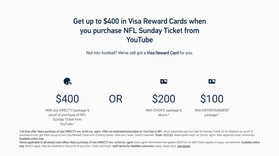 NFL Sunday Ticket 2023 DirecTV offer