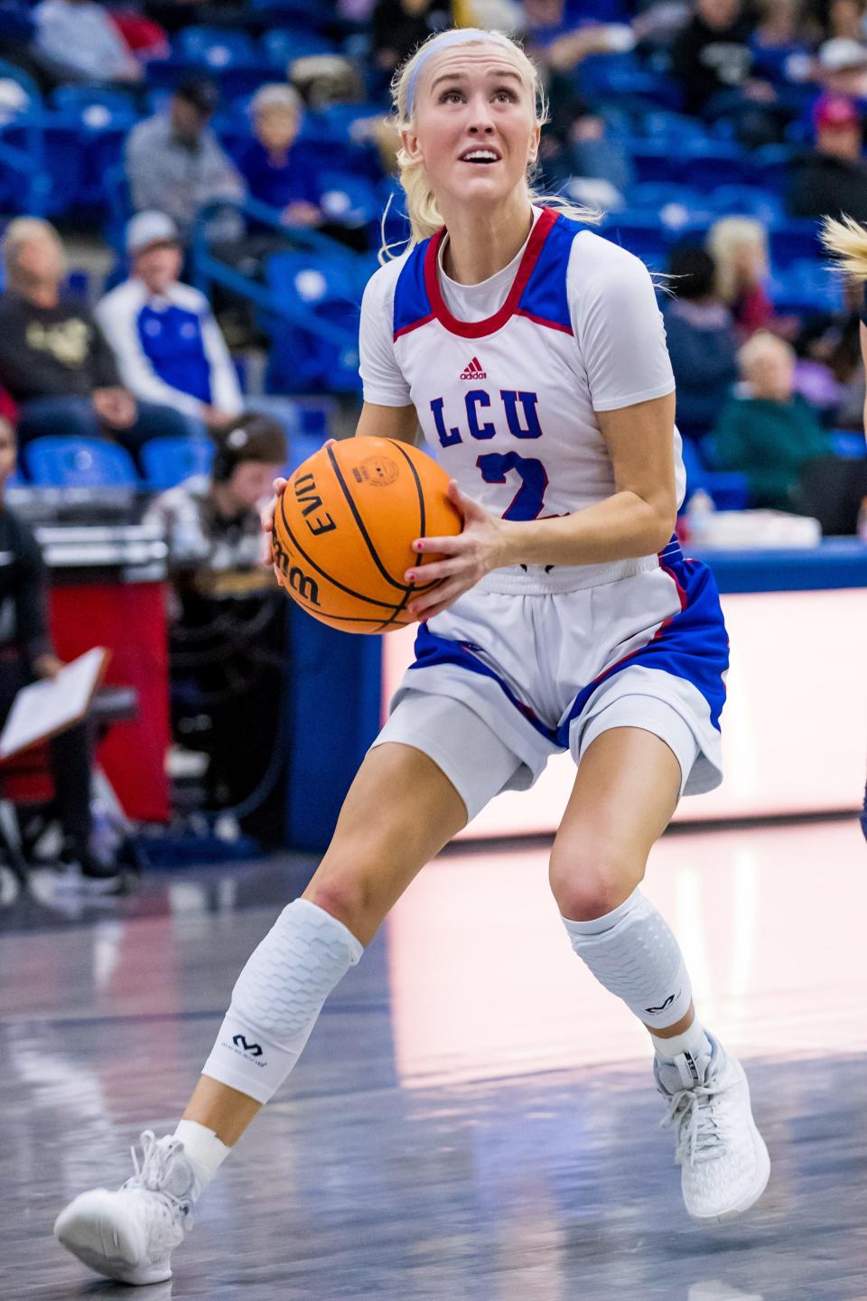 LCU guard Maci Maddox (2) ranks second on the team in scoring at 10.5 points per game and fourth in the Lone Star Conference in assists at 4.3 per game.