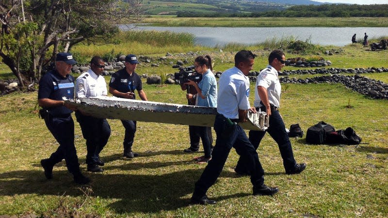 A flaperon from MH370 washed ashore in 2015. - Photo: YANNICK PITOU/AFP (Getty Images)