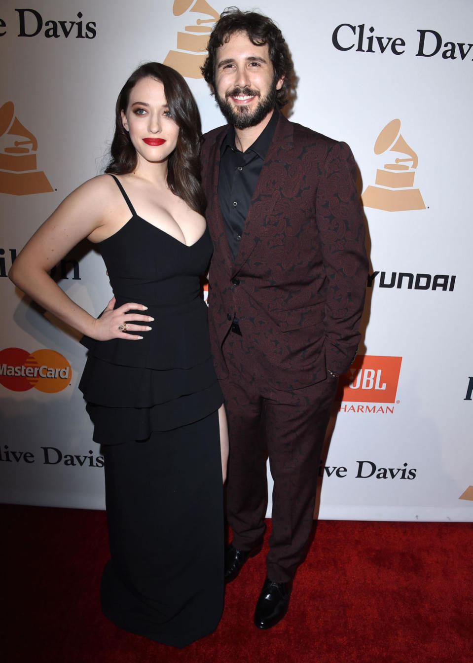 Kat Dennings and Josh Groban at Clive Davis’s Pre-Grammy party. 