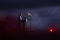 Former President Barack Obama speaks at Citizens Bank Park as he campaigns for Democratic presidential candidate former Vice President Joe Biden, Wednesday, Oct. 21, 2020, in Philadelphia. (AP Photo/ Matt Slocum)