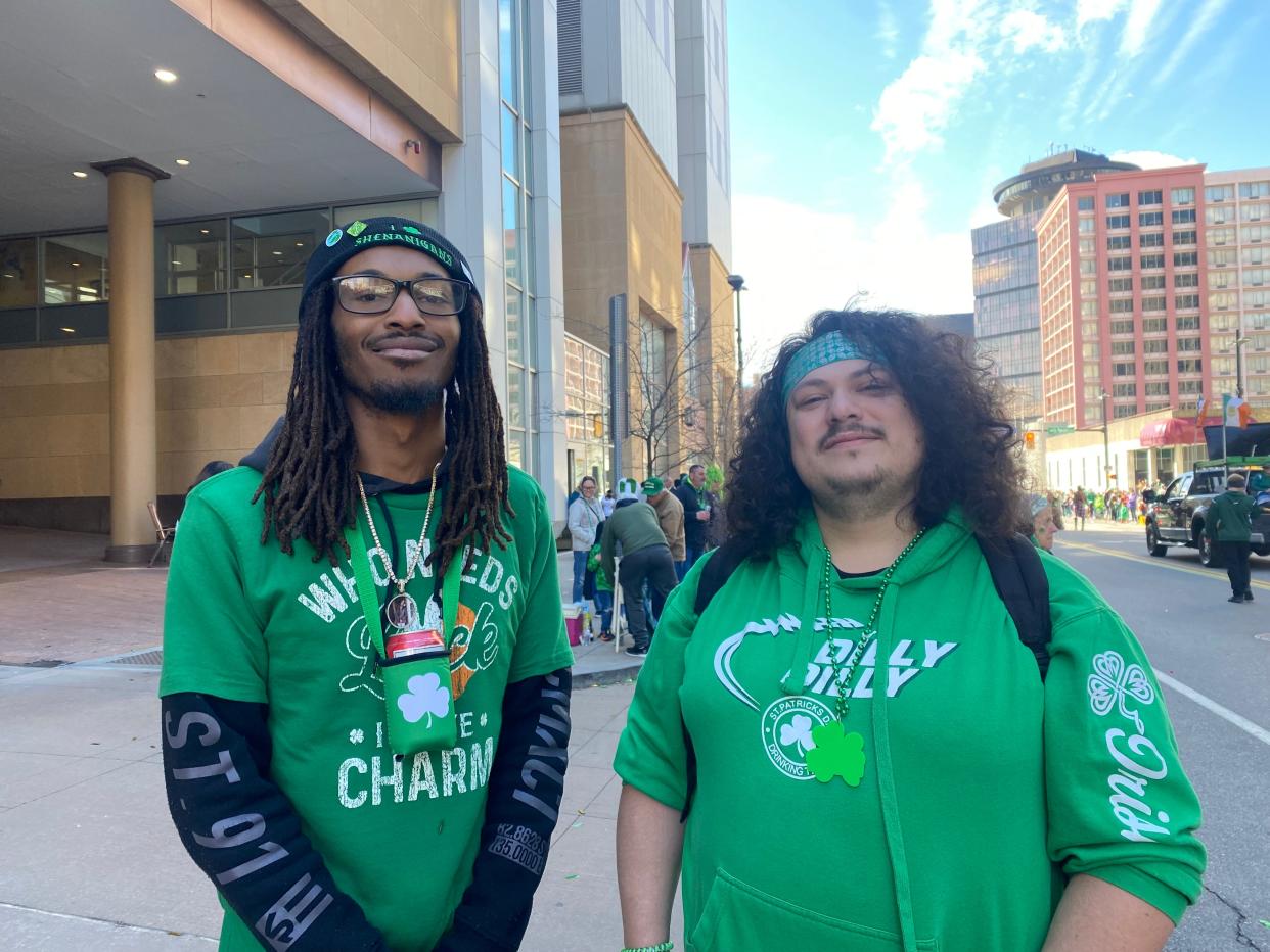 Dashaun B. and Richie Cardiel traveled to Rochester to support a friend participating in the St. Patrick's Day Parade's festivities as a leprechaun. “It’s a breath of fresh air to see a community be a community,” Dashaun B. said.