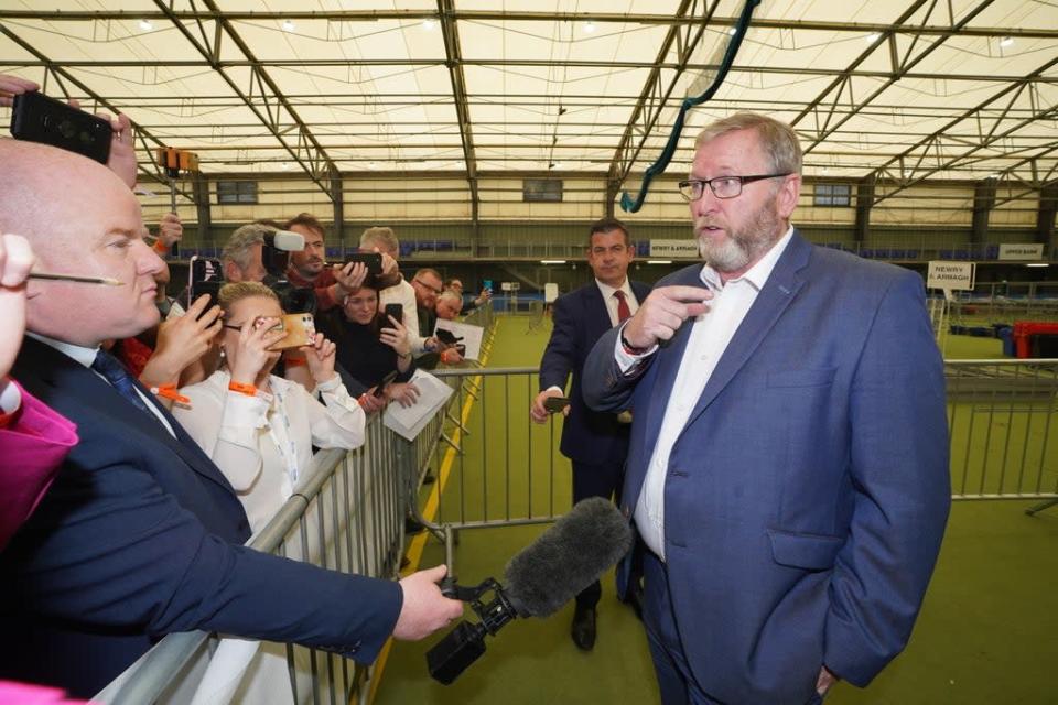 Doug Beattie at the count centre at Meadowbank Sports arena in Magherafelt (Niall Carson/PA) (PA Wire)