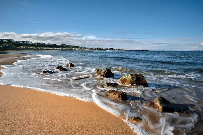 Hopeman has two large sandy beaches split by the man-made harbour. The West Beach is the smaller. The East Beach is surrounded by large, grassy sand dunes, and has colourful beach huts and large rocky areas with excellent rockpools (the one at the eastern edge is known as Daisy Rock). Further to the east is a smaller hidden beach with stones and large rock formations.