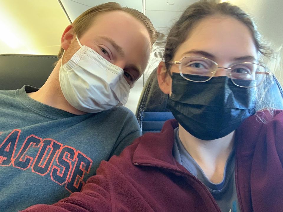 Kelsey and Ken on the way back from Asheville on the plane