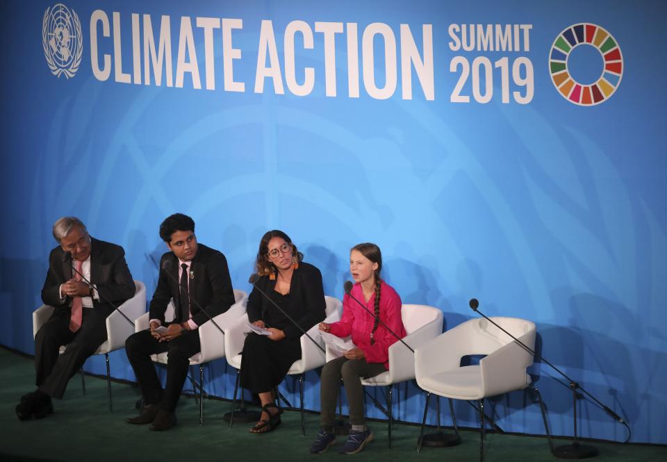 Youth Climate activist Greta Thunberg speaks during the UN Climate Action Summit on September 23, 2019 at the United Nations Headquarters in New York City. 