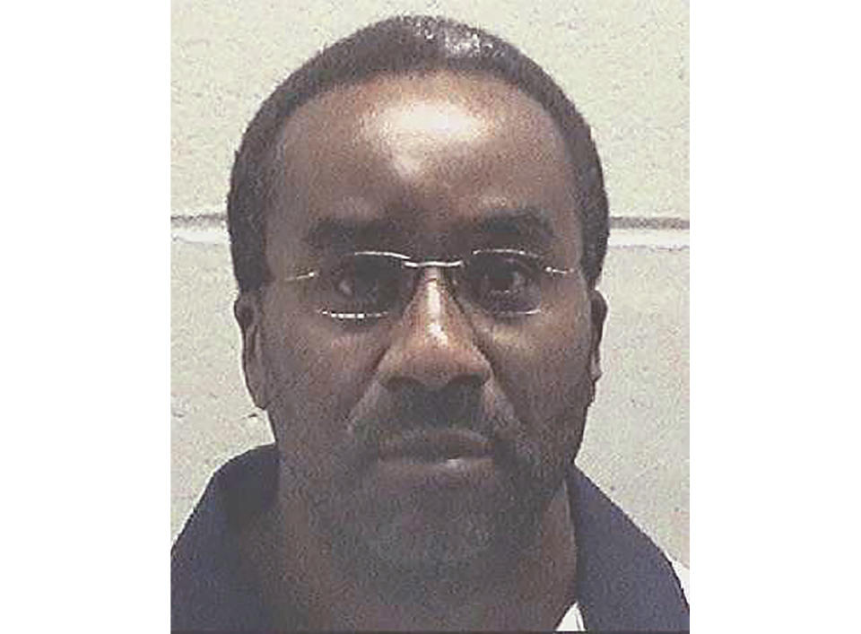 This undated file photo made available by the Georgia Department of Corrections, shows inmate Ray Jefferson Cromartie in custody. The Georgia man sentenced to die Wednesday, Nov. 13, 2019, has launched another last-ditch appeal aimed at supporting his claims of innocence. Cromartie's lawyers filed papers Friday in federal court in Valdosta asking a judge to stop his execution and order DNA testing on crime scene evidence. (Georgia Department of Corrections via AP, File)