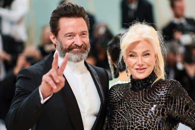 A closeup on Hugh Jackman and Deborra-Lee Furness