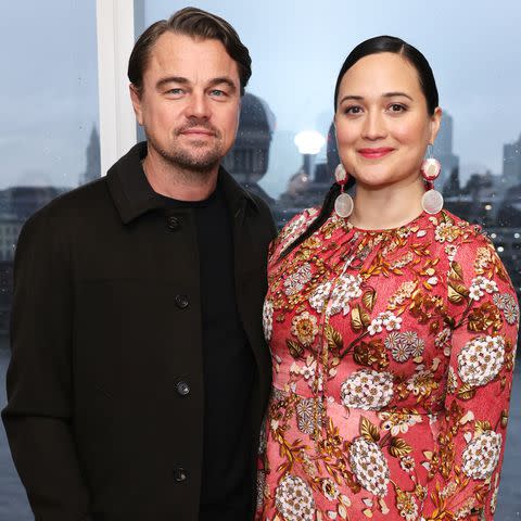 <p>Dave Benett/Getty</p> Leonardo DiCaprio and Lily Gladstone