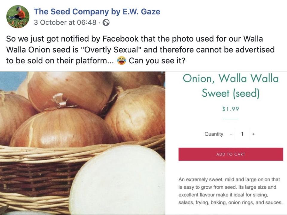 The Seed Company Facebook onions