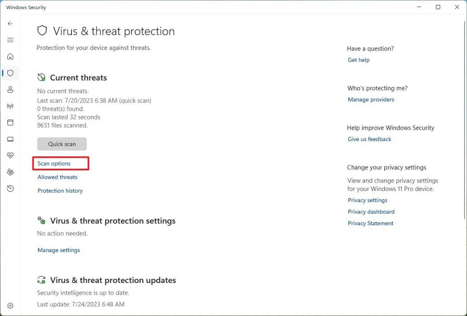 Microsoft Defender Antivirus scan options