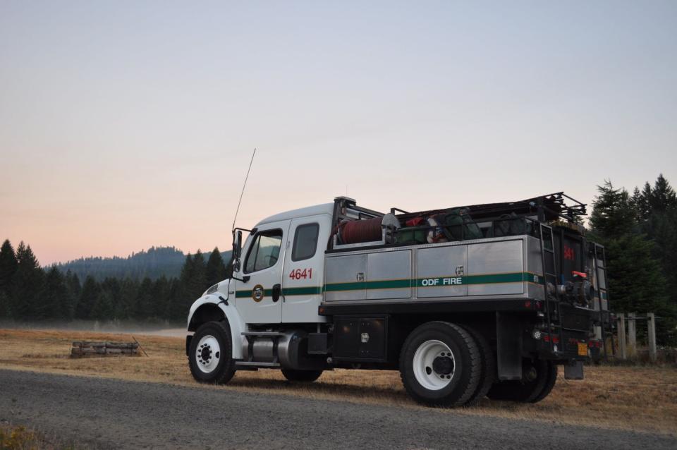 ODF vehicle at Haight Creek Fire Camp near Veneta taken on Saturday.