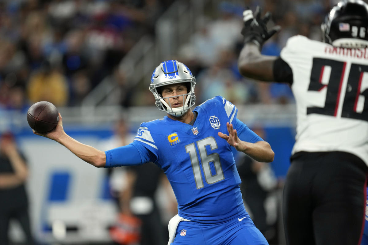 Jared Goff throws and runs for TDs, helping the Lions bounce back with a 20- 6 win over Falcons