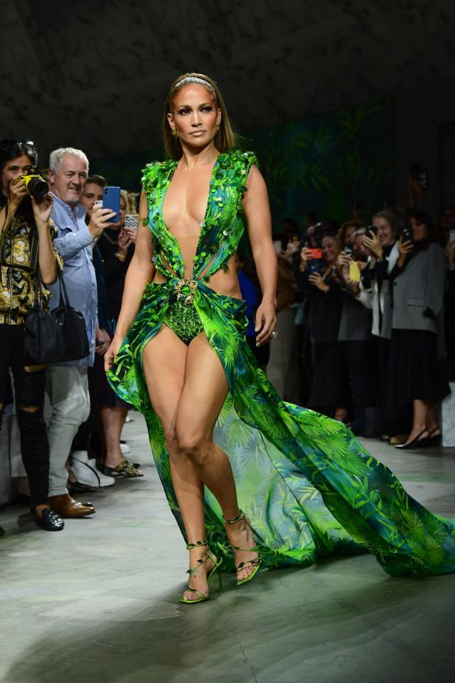 Jennifer Lopez stuns in updated version of her green Versace gown