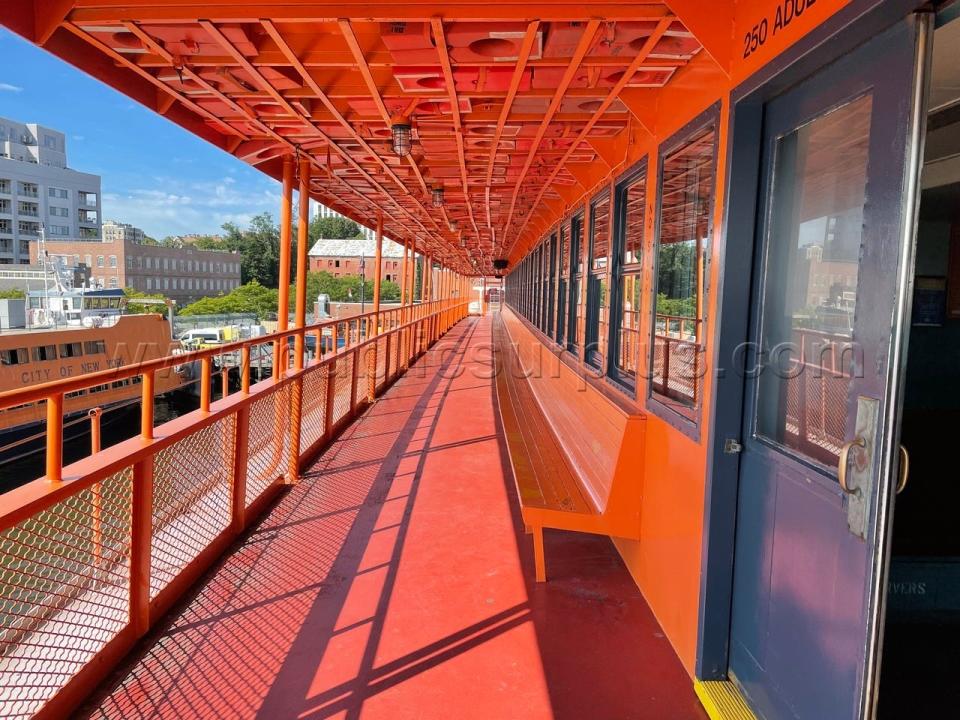 An image from the deck of the John F. Kennedy, a decommissioned Staten Island ferry ship that Pete Davidson and Colin Jost bought at an auction in January 2022.