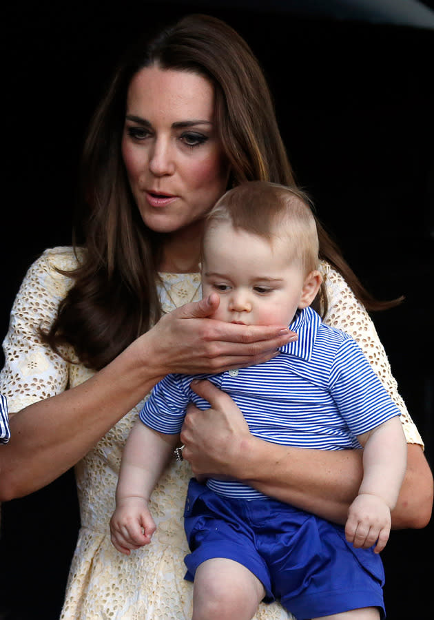 Kate was on drool patrol as she, Prince William and Prince George visited Taronga Zoo to celebrate the opening of the Prince George Bilby Exhibit. 