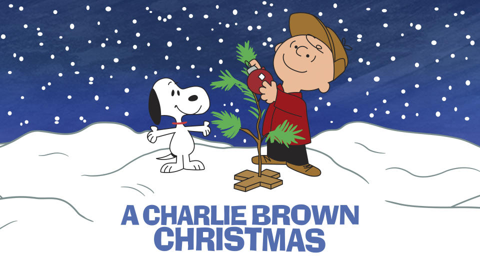 This image released by Apple shows key art for the animated classic "A Charlie Brown Christmas" holiday special. Apple and PBS have teamed up for ad free broadcasts of the special and “A Charlie Brown Thanksgiving.” (Apple via AP)