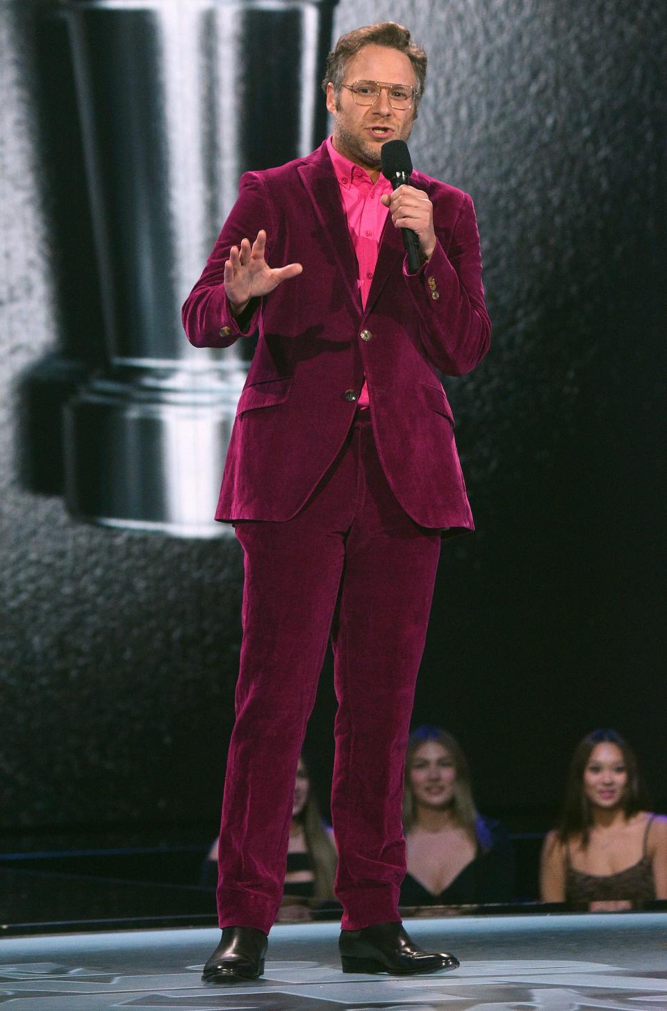 Seth Rogen attends the 2021 MTV Movie awards on May 16