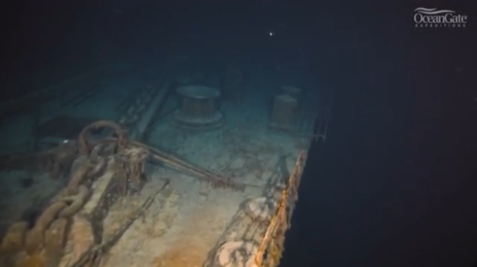 The footage was captured by a team from OceanGate Expeditions, which made a trip to the Titanic in July (YouTube/OceanGate Expeditions)