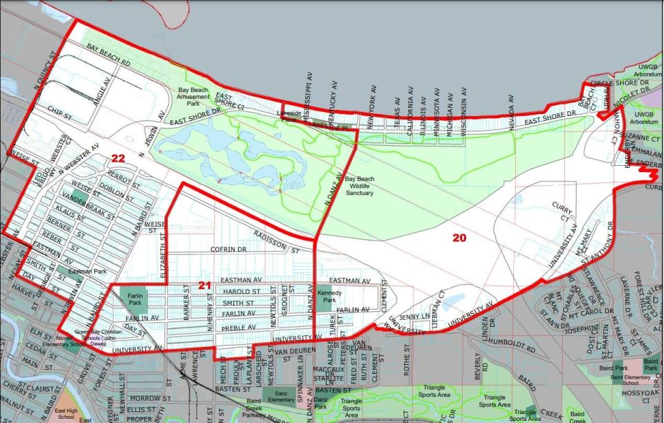 The Green Bay City Council District 6 boundaries.