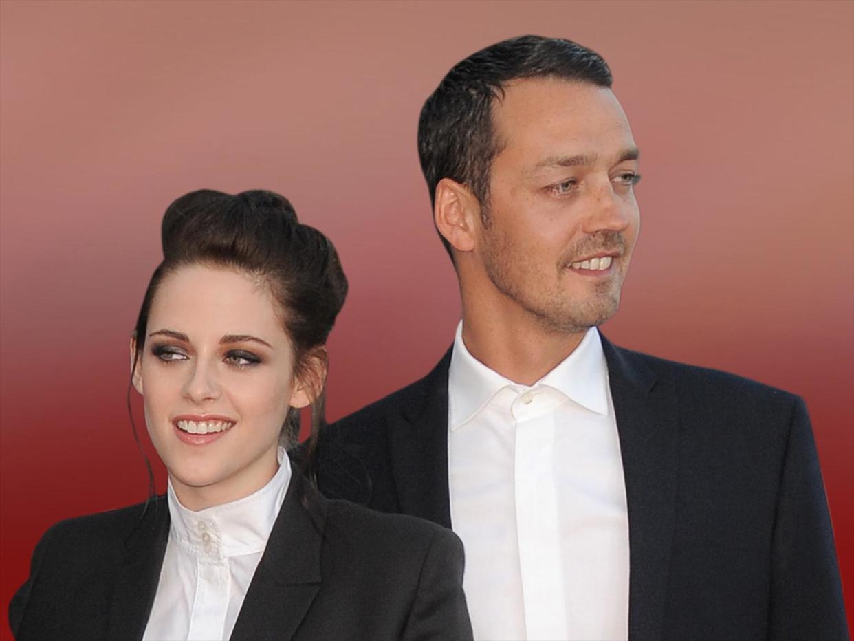 Actress Kristen Stewart and director Rupert Sanders attend the "Snow White and the Huntsman" screening, Los Angeles, on texture, partial graphic