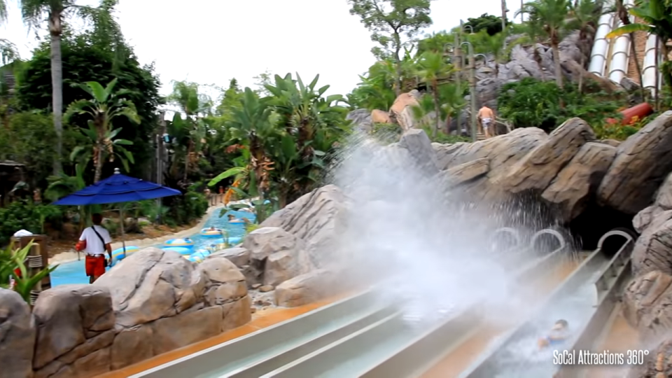 People on a water slide