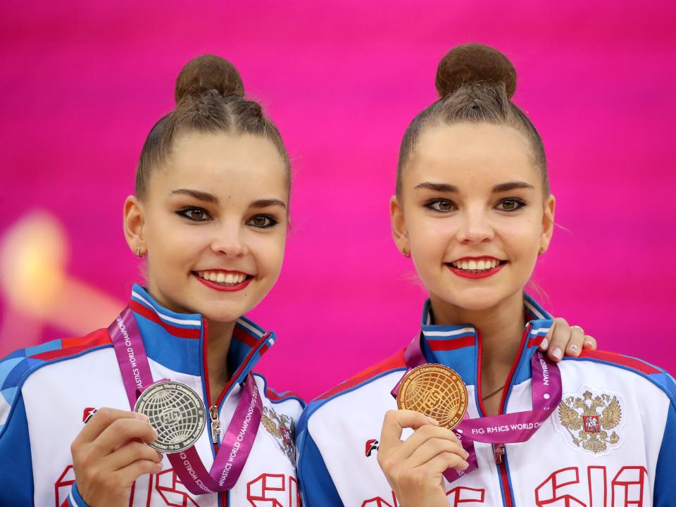 Gymnasts Arina Averina and Dina Averina of Russia