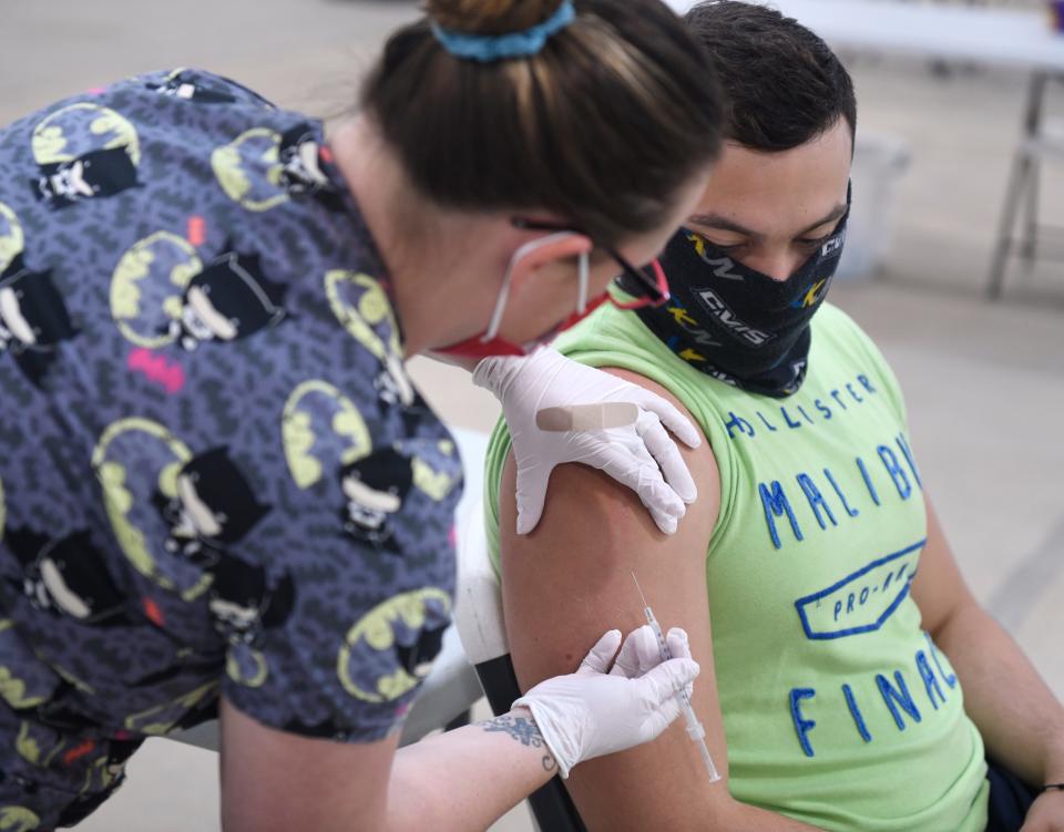 The San Patricio County Public Health Department hosts a walk-in vaccine drive, Thursday, March 25, 2021, in Sinton. Any adult 18 years or older is eligible for the vaccine in the county.