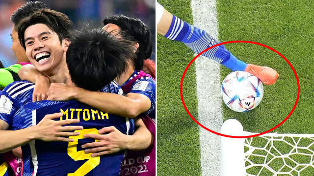 Seen here, a bird&#39;s eye view of Japan&#39;s contentious second goal in the World Cup win over Spain.