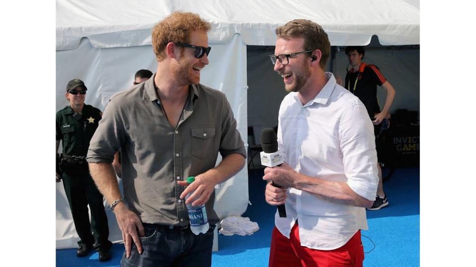 Prince Harry and JJ Chalmers laughing