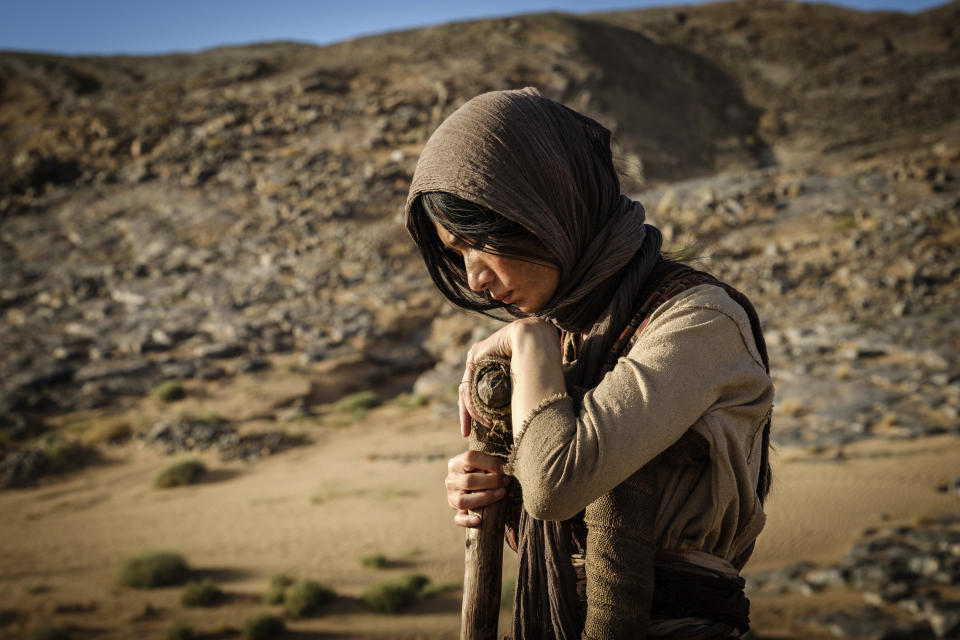 This image released by Samuel Goldwyn Films shows Gana Bayarsaikhan in a scene from "Waiting for the Barbarians." (Fabrizio Di Giulio/Samuel Goldwyn Films via AP)