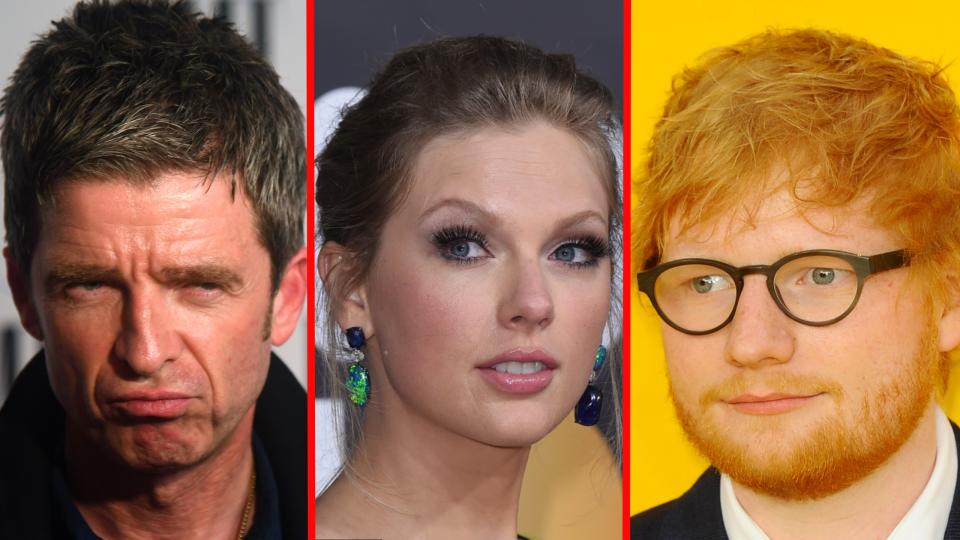 Noel Gallagher does not think much of Taylor Swift or Ed Sheeran's music. (Getty Images/AP/AP)