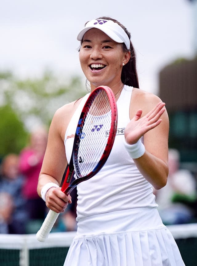 Lily Miyazaki looks delighted after beating Tamara Korpatsch 