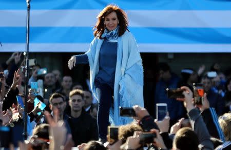 Former Argentine President Cristina Fernandez de Kirchner arrives to a rally in Buenos Aires, Argentina June 20, 2017. REUTERS/Marcos Brindicci