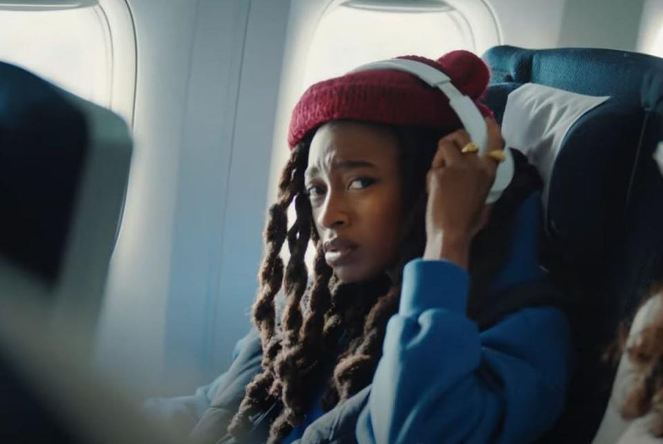 Little Simz is asked to pay attention to the new British Airways safety demonstration (British Airways)