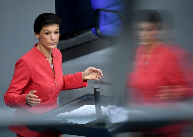 Sahra Wagenknecht bei einer Rede im Bundestag.