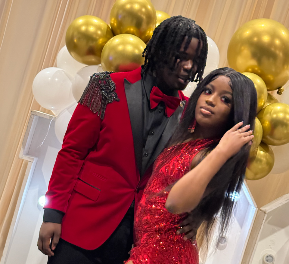 Rodrick Collins with his girlfriend, Cacey Wooten, at the Fairley High School Prom on May 18.