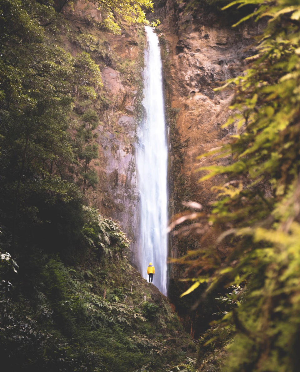 'Being one with nature': A crisp waterfall on Sao Miguel Island in the Azores, Portugal.