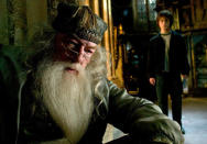 <p>Michael Gambon as Dumbledore and Daniel Radcliffe as Harry Potter in Warner Bros. Pictures' Harry Potter and the Goblet of Fire - 2005</p>