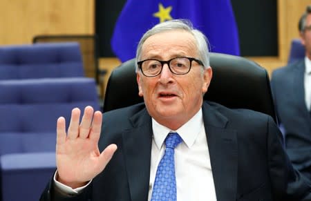 FILE PHOTO: EU Commission President Juncker chairs a college meeting of the EU executive in Brussels