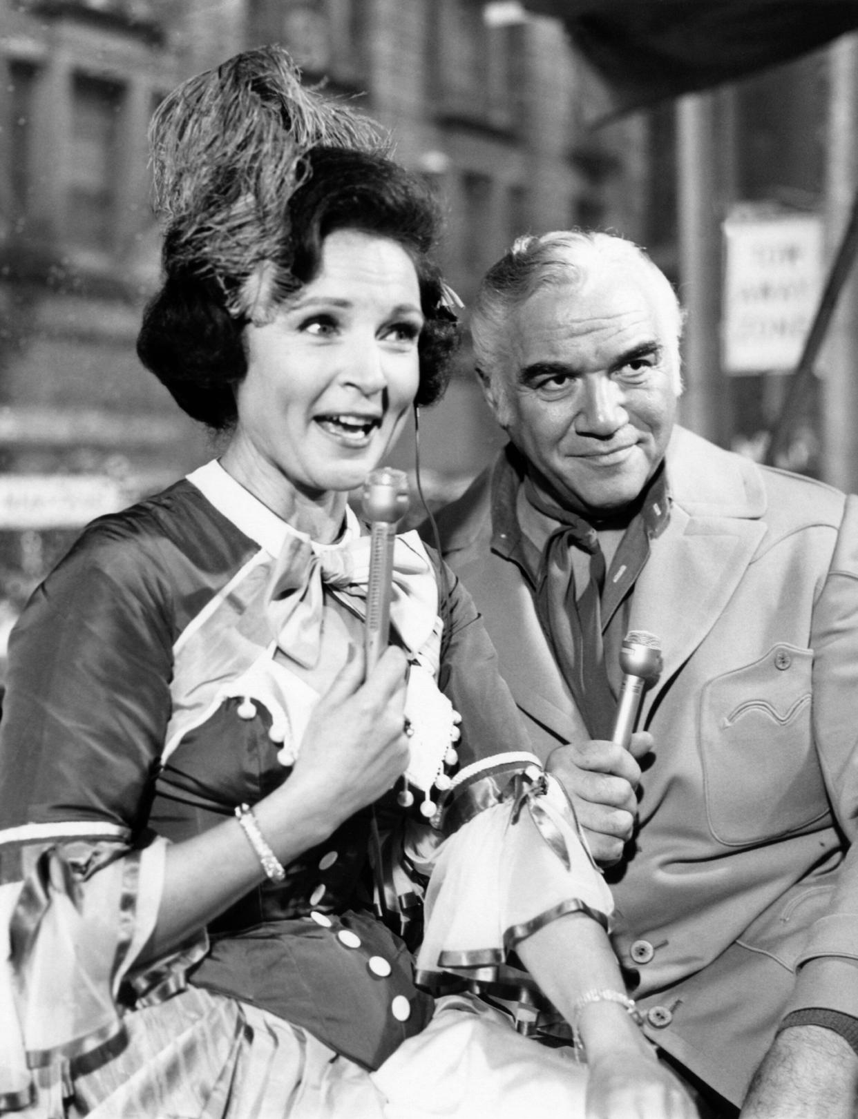 Betty White and Lorne Greene, who hosted the parade every year from 1963 to 1972